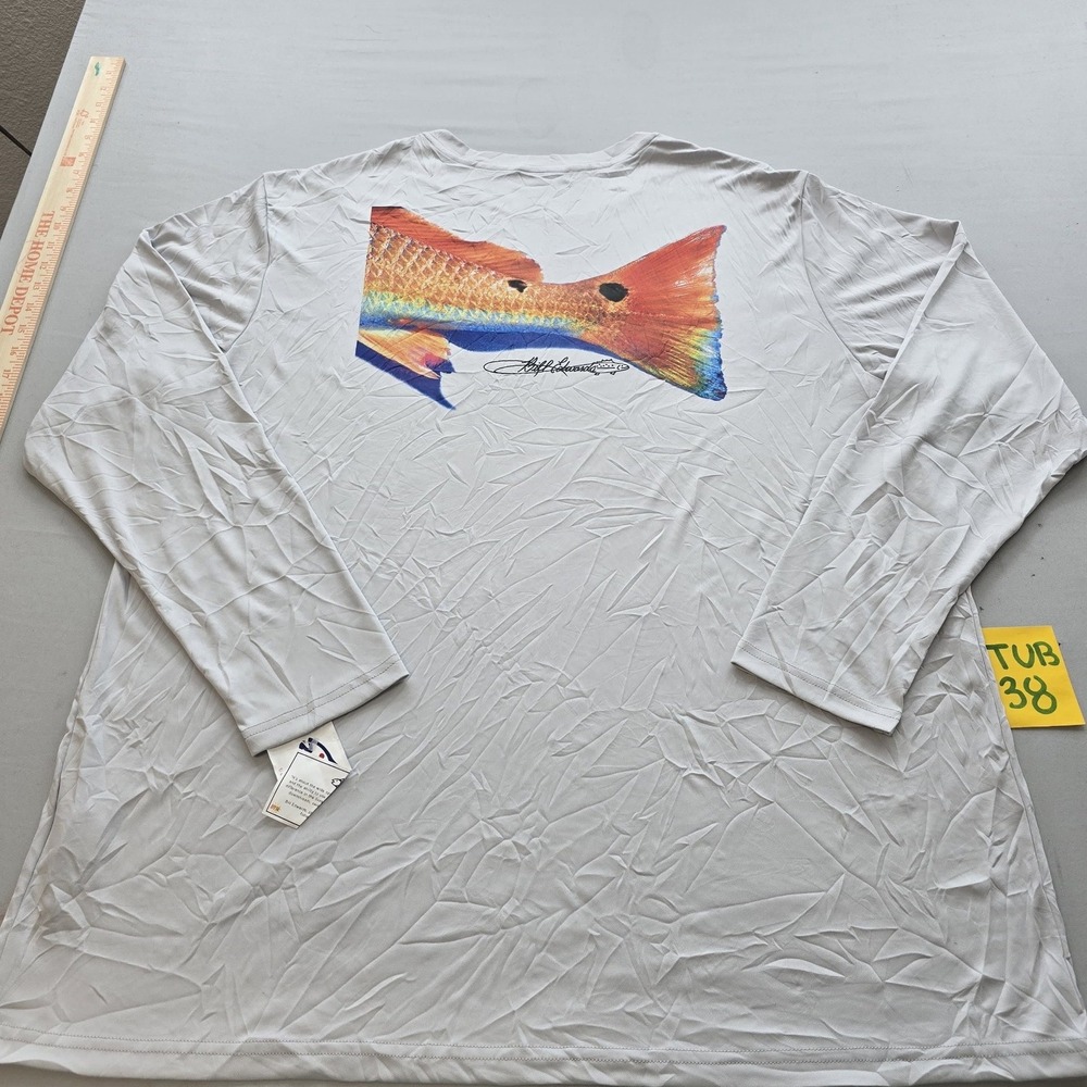 Be A Fish Mens Performance Fishing Shirt UPF 50 Redfish Tail Gray XXL NWT